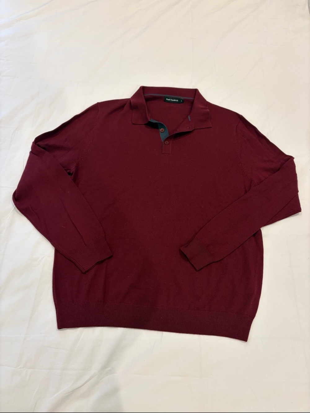 Paul Fredrick Burgundy Long Sleeve Polo Sweater